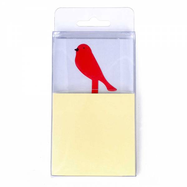Notitieblok met zelfklevend 100 vel en vogel Kleur: rood