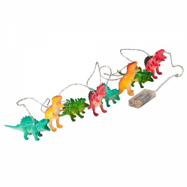 LED Lichterkette Dino mit 8 Dinosaurier Lichtern, Batterie