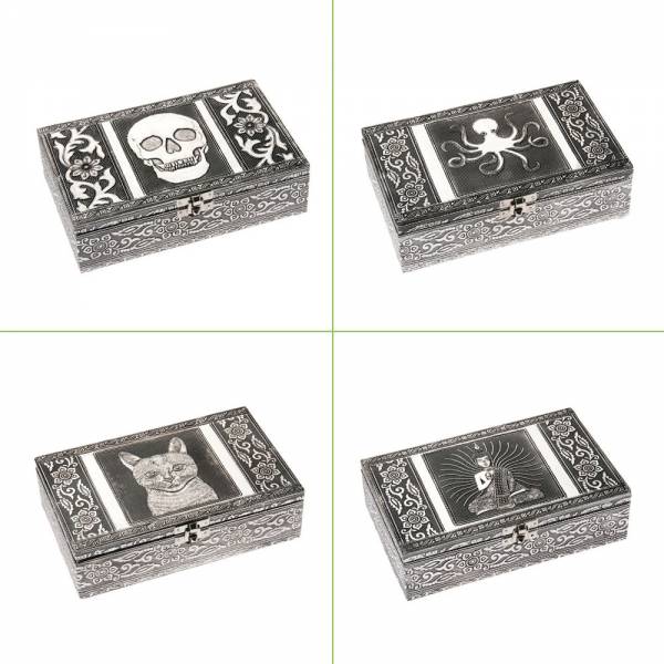 Schmuckbox aus Aluminium, verschiedene Designs, 20 x 12 x 6 cm