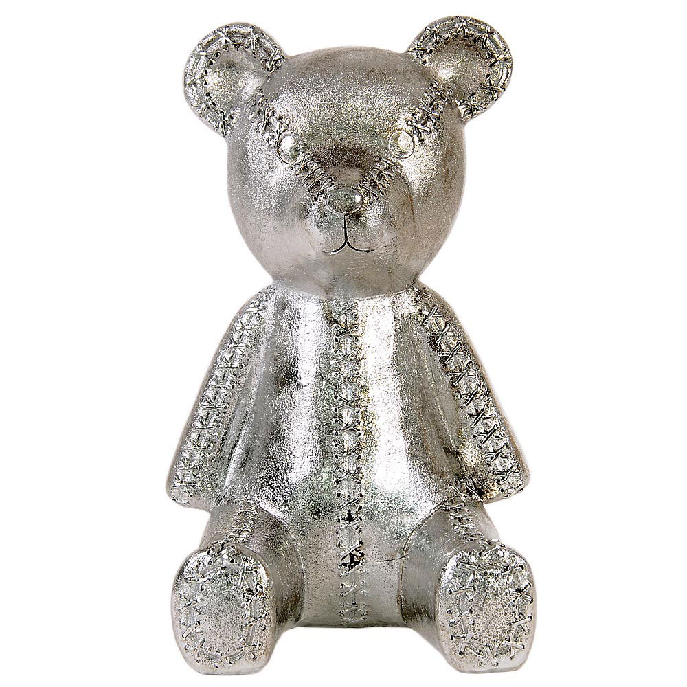 silver teddy bear money box