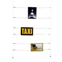 Bildergalerie Set, 2 Stahlseile mit sechs Metallstangen und 20 ultrastarken Neodymmagneten, Höhe: 10 Bildergalerie Set, 2 Stahlseile mit sechs Metallstangen und 20 ultrastarken Neodymmagneten, Höhe: 10