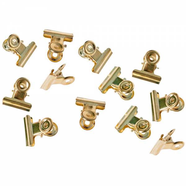 Messingklammen 12er Set, Breite 20 mm, Briefklemmen