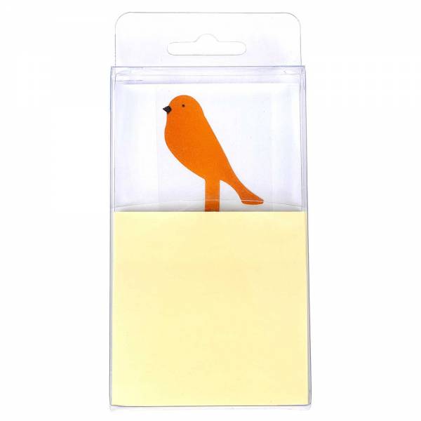 Notizblock mit selbstklebenden 100 Blatt und Vogel. Farbe: orange